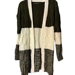 Shein L/S Color Block Open Front Cardigan